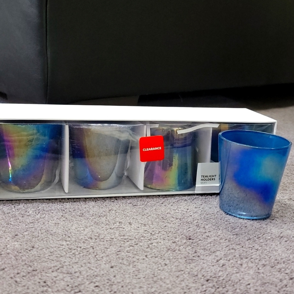 Set of 5 Iridescent Tealight Holders